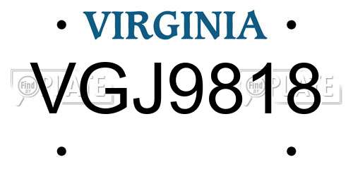 VGJ9818 Virginia License Plate