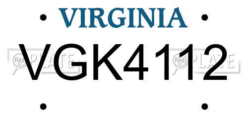 VGK4112 Virginia License Plate