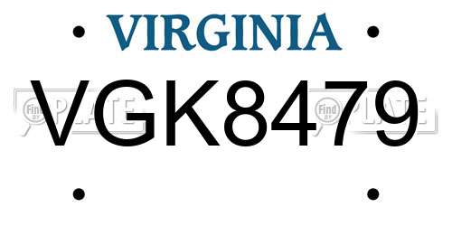 VGK8479 Virginia License Plate