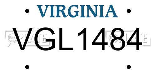 VGL1484 Virginia License Plate
