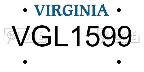 VGL1599 Virginia License Plate