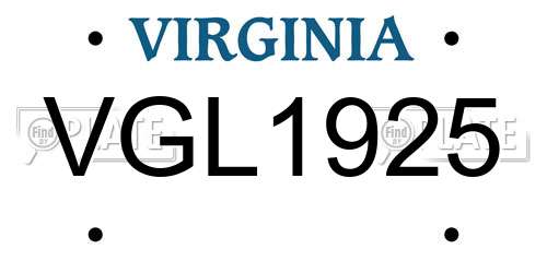 VGL1925 Virginia License Plate