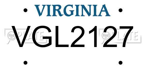 VGL2127 Virginia License Plate