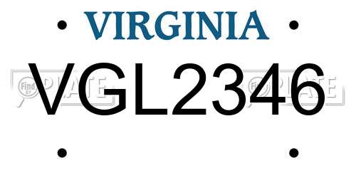 VGL2346 Virginia License Plate