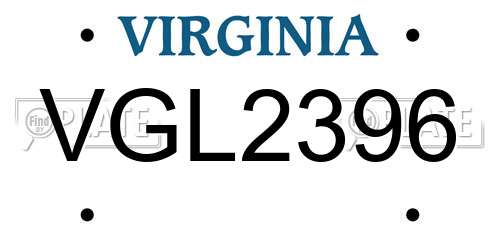 VGL2396 Virginia License Plate