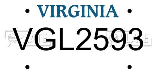 VGL2593 Virginia License Plate