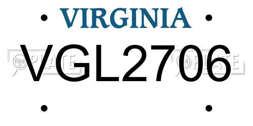 VGL2706 Virginia License Plate