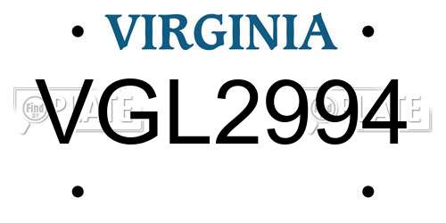 VGL2994 Virginia License Plate