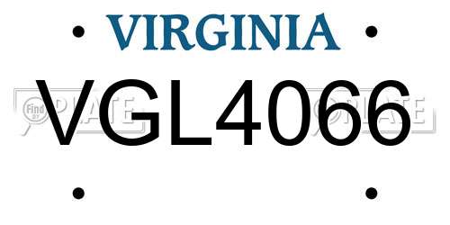 VGL4066 Virginia License Plate