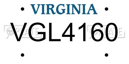 VGL4160 Virginia License Plate