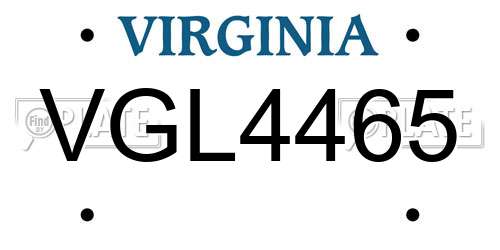 VGL4465 Virginia License Plate