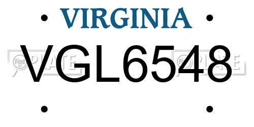VGL6548 Virginia License Plate