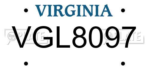 VGL8097 Virginia License Plate