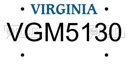 VGM5130 Virginia License Plate
