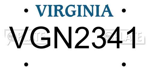 VGN2341 Virginia License Plate