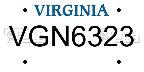 VGN6323 Virginia License Plate