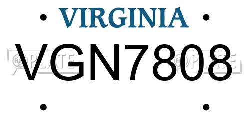 VGN7808 Virginia License Plate