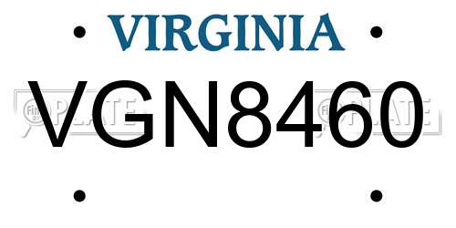 VGN8460 Virginia License Plate