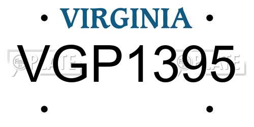 VGP1395 Virginia License Plate