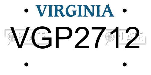 VGP2712 Virginia License Plate