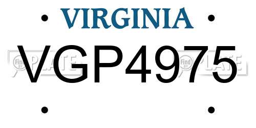 VGP4975 Virginia License Plate