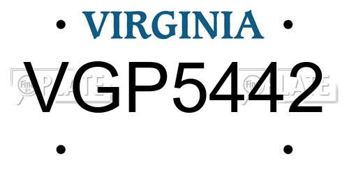VGP5442 Virginia License Plate