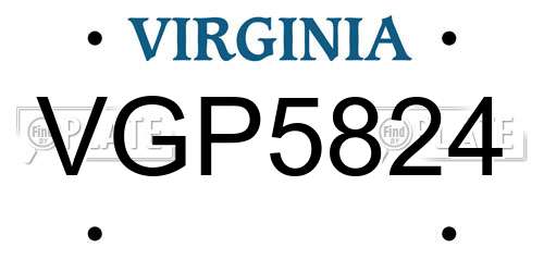 VGP5824 Virginia License Plate