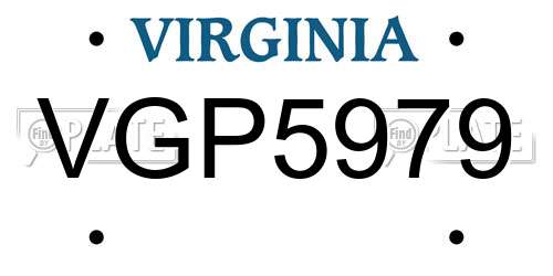 VGP5979 Virginia License Plate