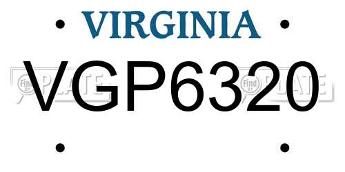 VGP6320 Virginia License Plate