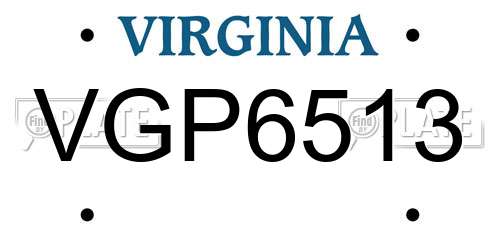 VGP6513 Virginia License Plate