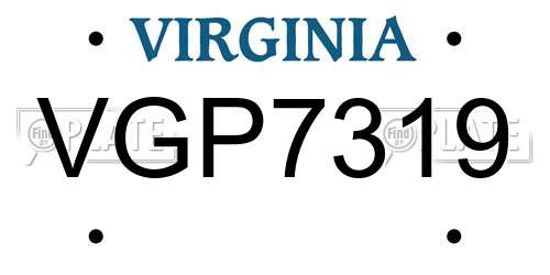 VGP7319 Virginia License Plate