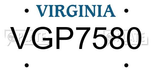 VGP7580 Virginia License Plate