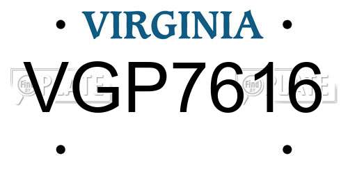 VGP7616 Virginia License Plate
