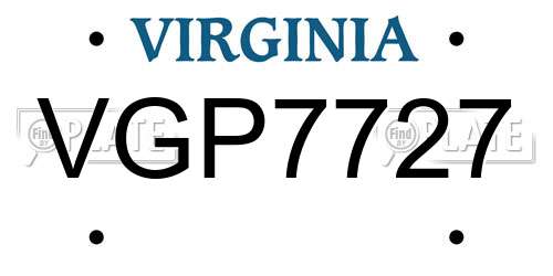 VGP7727 Virginia License Plate