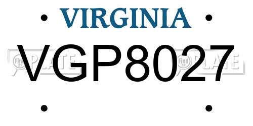 VGP8027 Virginia License Plate