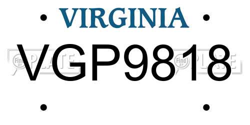 VGP9818 Virginia License Plate