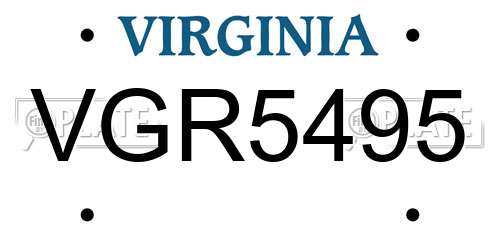 VGR5495 Virginia License Plate