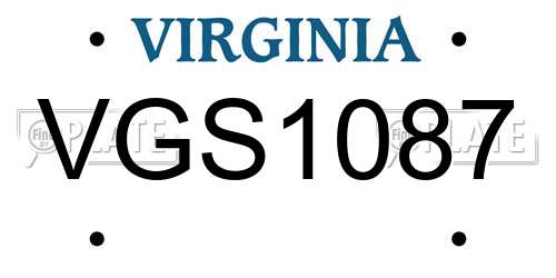 VGS1087 Virginia License Plate