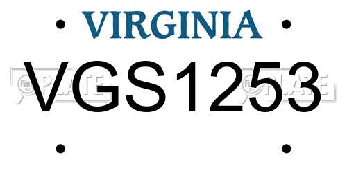VGS1253 Virginia License Plate