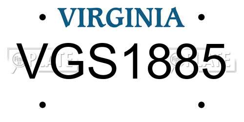 VGS1885 Virginia License Plate