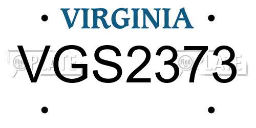 VGS2373 Virginia License Plate