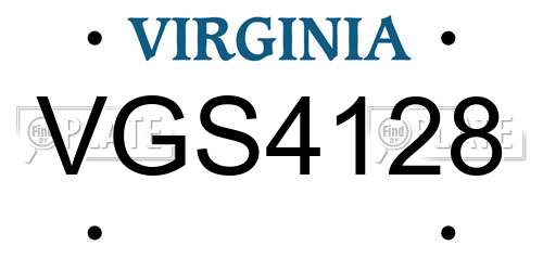 VGS4128 Virginia License Plate