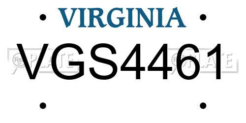 VGS4461 Virginia License Plate