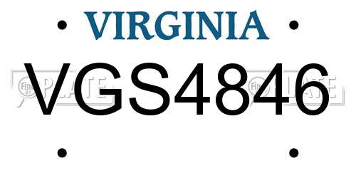 VGS4846 Virginia License Plate