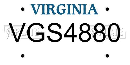 VGS4880 Virginia License Plate