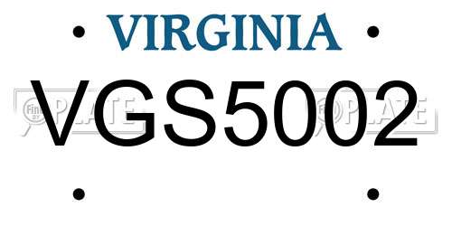 VGS5002 Virginia License Plate