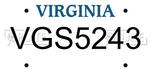 VGS5243 Virginia License Plate