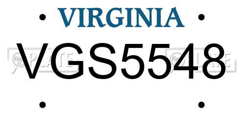 VGS5548 Virginia License Plate