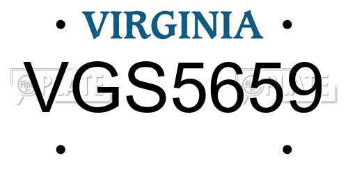 VGS5659 Virginia License Plate