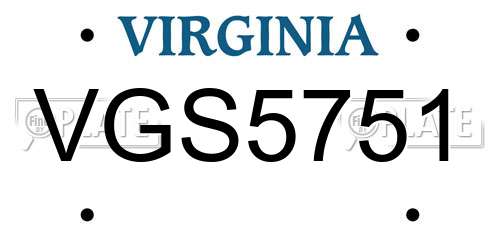 VGS5751 Virginia License Plate